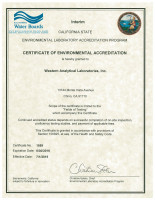 Certified by the State of California Environmental Laboratory Accreditation Program.